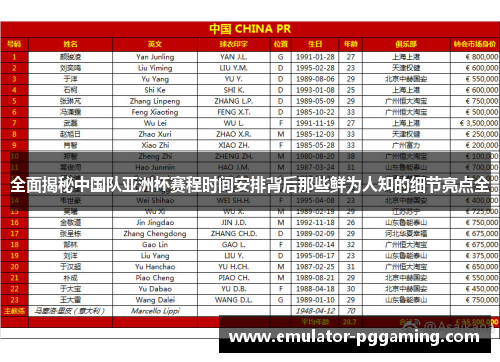 全面揭秘中国队亚洲杯赛程时间安排背后那些鲜为人知的细节亮点全